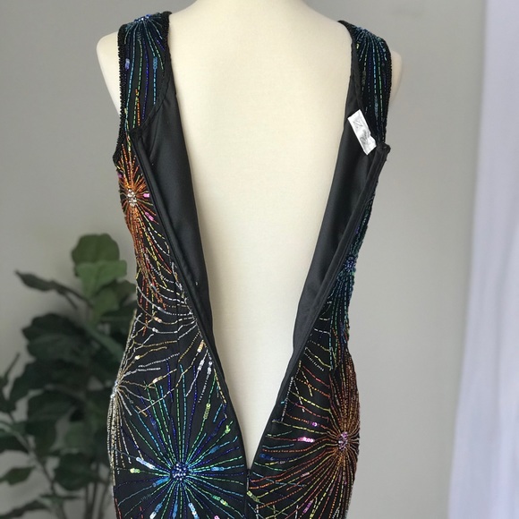 VTG Rina Z 100% Silk Rainbow Beaded Dress Set - Picture 11 of 12